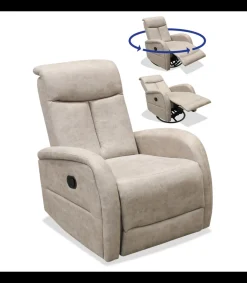 Sillón relax manual Martina tapizado en tela cemento. 101cm(alto) 70cm(ancho) 80cm(fondo)