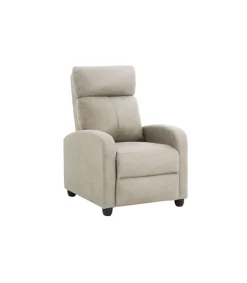 Sillón relax manual Martinica tapizado en tela beige. 100cm(alto) 67cm(ancho) 84cm(fondo)