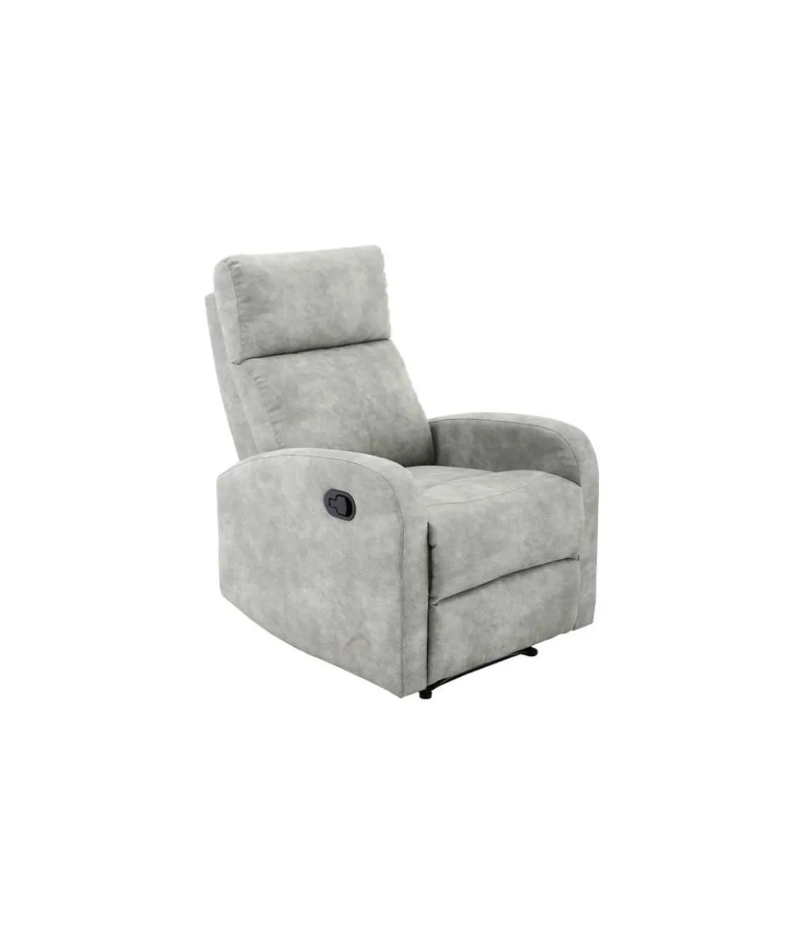 Sillón relax reclinable mediante palanca Bristol en tela terciopelada gris, 72 cm(ancho) 100/80cm(altura) 94/593 cm(fondo)