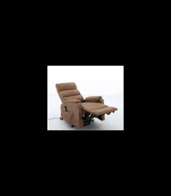 Sillón Relax Varsovia con función levantapersonas tapizado en tela terciopelada marrón, 71 cm(ancho) 102 (Alto) 96cm ( Fondo)