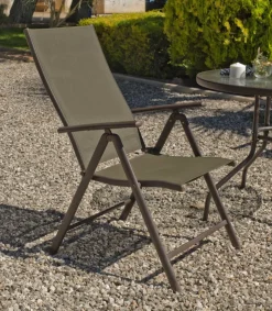 Sillón-tumbona plegable acero/textilen Macao-5 bronce, 100cm(alto) 58cm(ancho) 62/98cm(fondo)