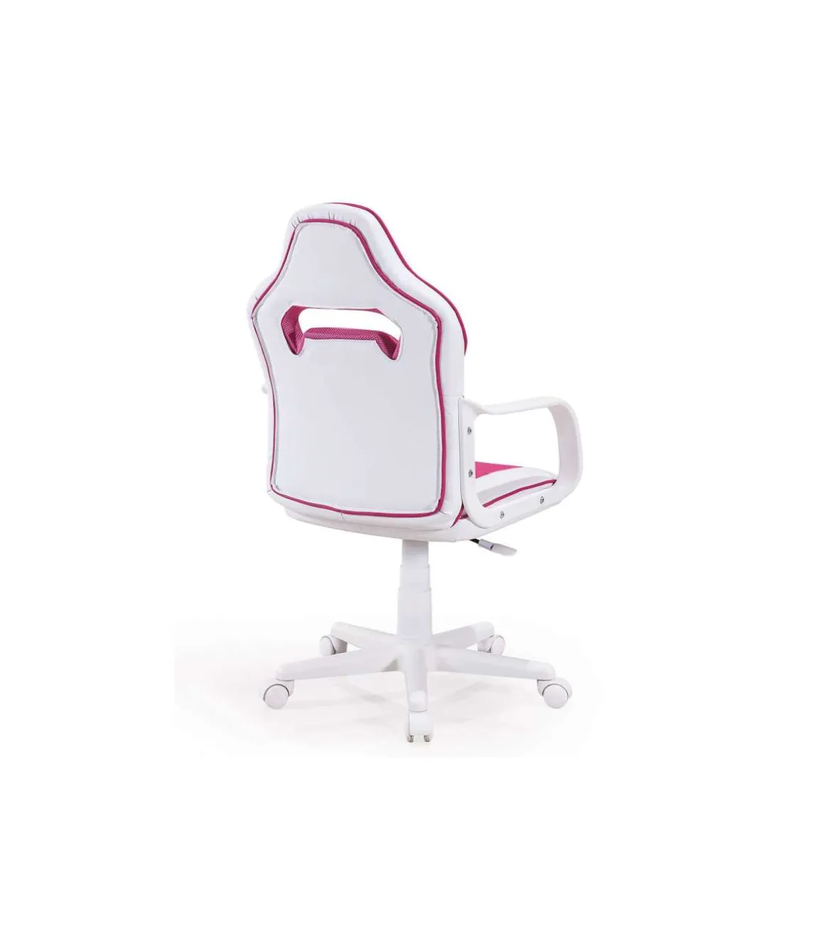 Sillon giratorio Xtr Junior regulable en altura en símil piel blanco/rosa, 98-108 cm(alto)60 cm(ancho)60 cm(largo)
