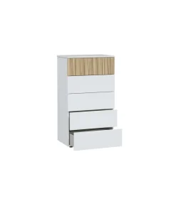 Sinfonier 5 cajones Modelo Tempo en blanco/natur. 109 cm (alto), 61 cm (ancho), 40 cm (fondo)