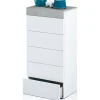 Sinfonier 5 cajones Modelo Tempo en blanco artik/cemento. 118cm(alto) 61cm(ancho) 40cm(fondo)