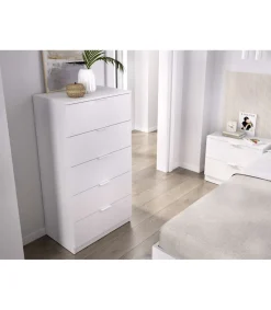 Sinfonier 5 Cajones para Dormitorio acabado blanco, 61cm(Ancho) 39cm(Fondo) 109cm(Alto).