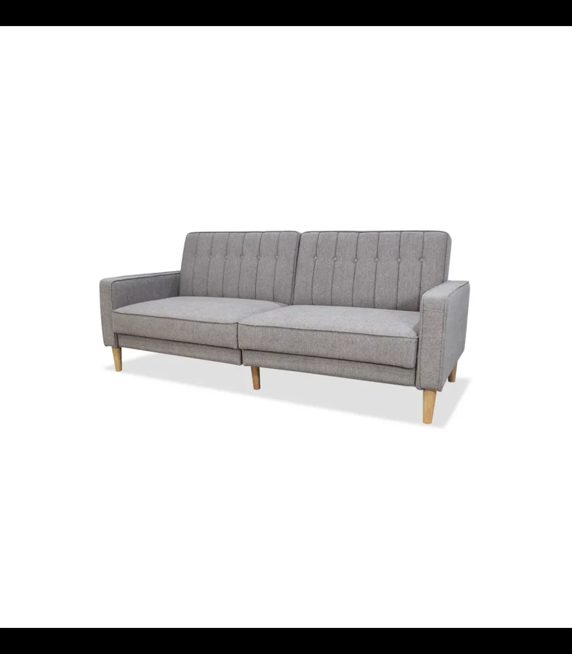 Sofá cama clic clac modelo Neo Nordic tapizado gris claro, 220cm(ancho) 90cm(altura) 98cm(fondo).