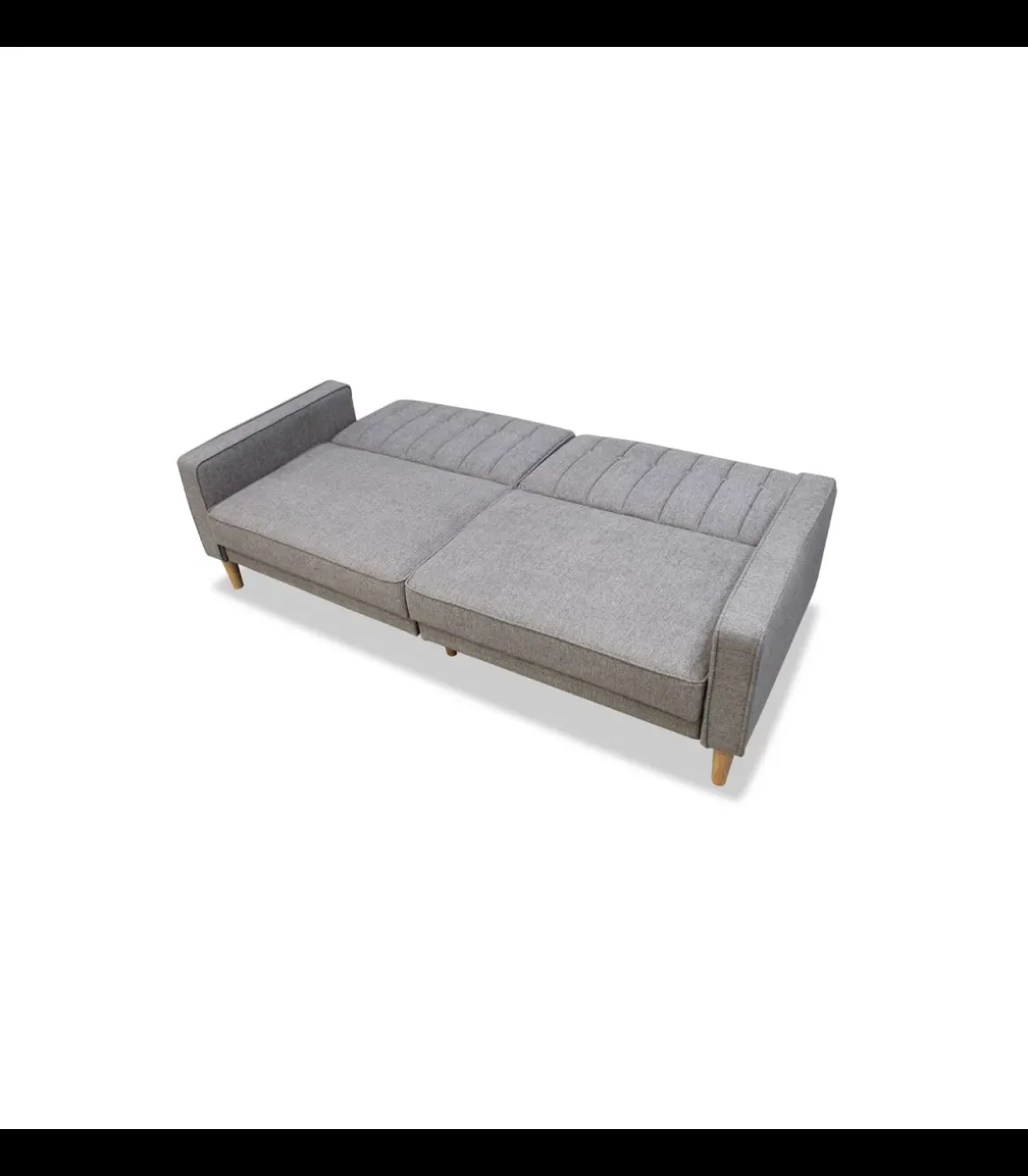 Sofá cama clic clac modelo Neo Nordic tapizado gris claro, 220cm(ancho) 90cm(altura) 98cm(fondo).
