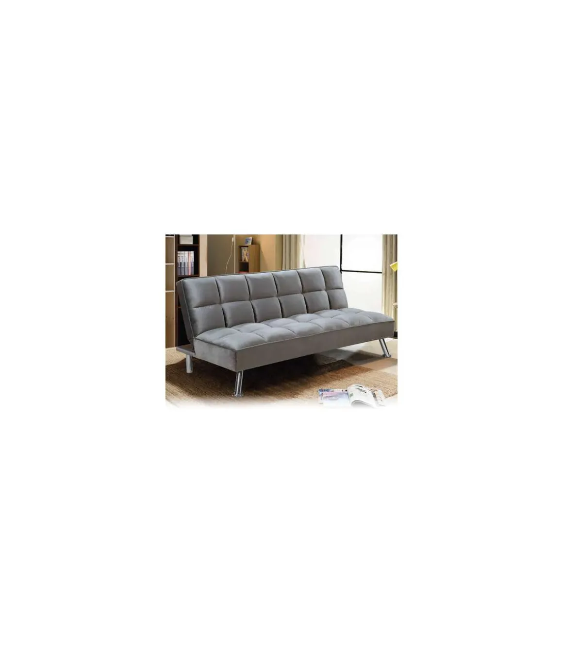 Sofá cama clic clac Neo en tela gris oscuro. 182cm(ancho) x 92cm(fondo) x 83cm(alto)