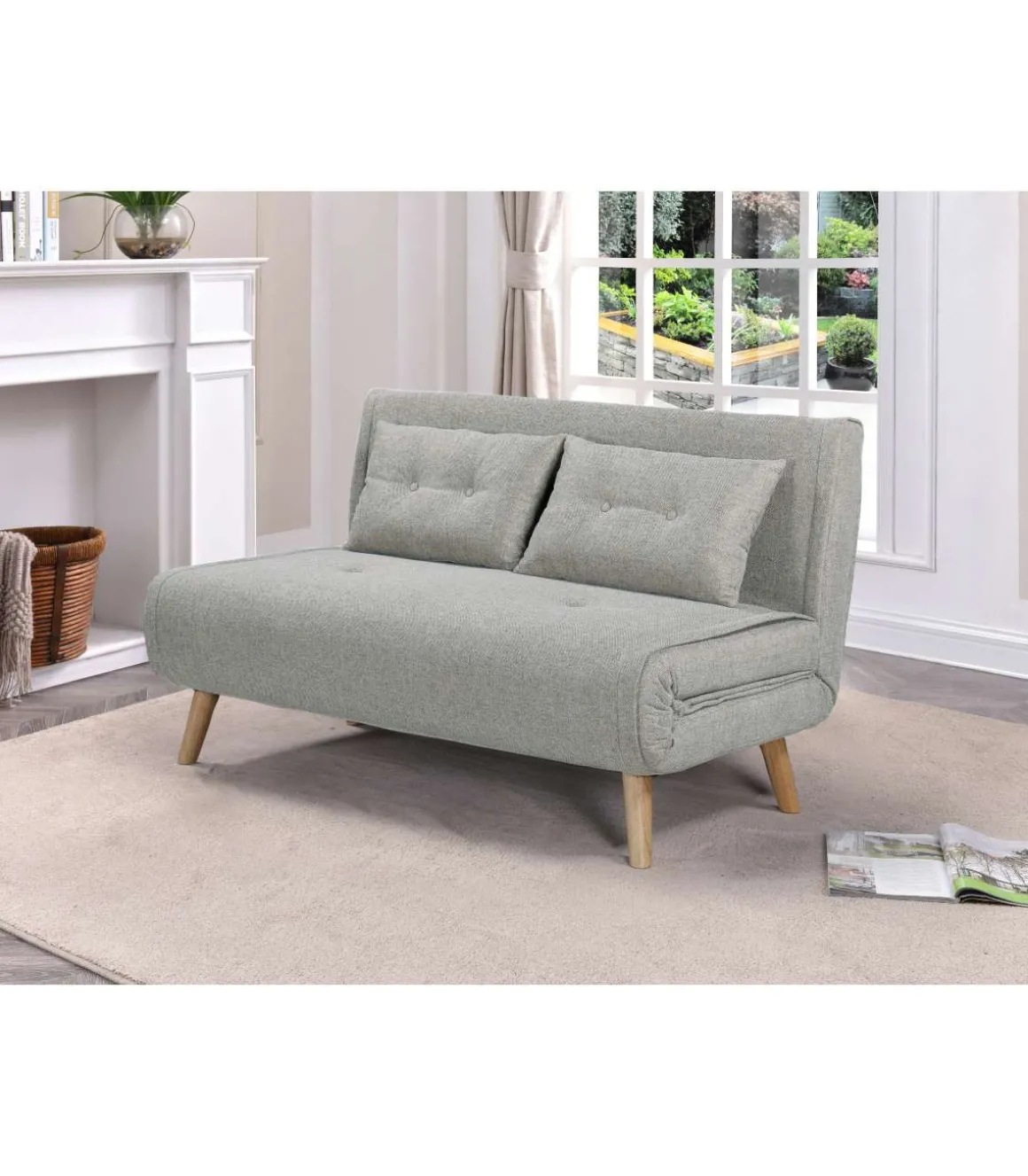 Sofá cama Ensueño en tela gris. 130cm(ancho) 78cm(fondo) 82cm (alto)