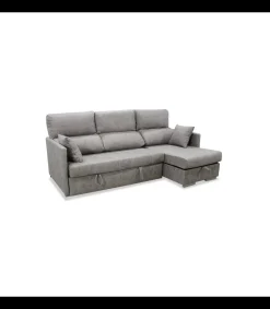 Sofá Chaiselongue cama Aventador tapizado cemento, 223cm(ancho) 148cm(fondo) 100cm(altura).