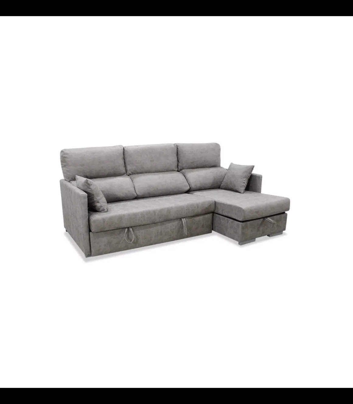 Sofá Chaiselongue cama Aventador tapizado cemento, 223cm(ancho) 148cm(fondo) 100cm(altura).
