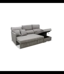 Sofá Chaiselongue cama Aventador tapizado cemento, 223cm(ancho) 148cm(fondo) 100cm(altura).