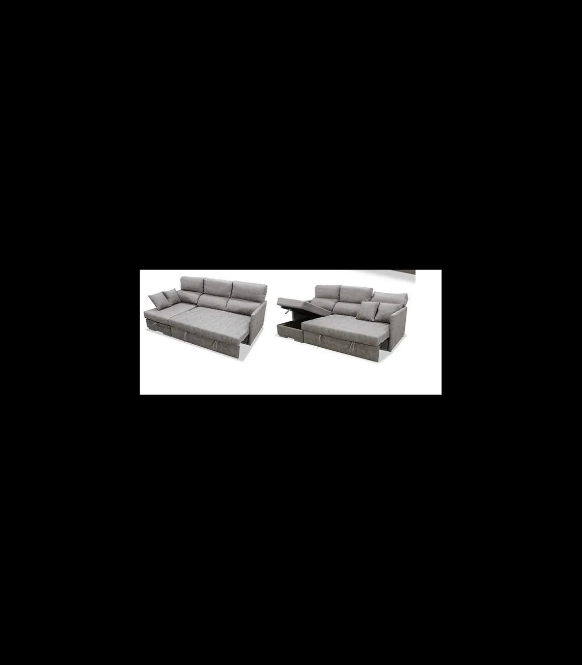 Sofá Chaiselongue cama Aventador tapizado cemento, 223cm(ancho) 148cm(fondo) 100cm(altura).