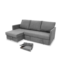 Sofá Chaiselongue cama Gandia tapizado gris, 204cm(ancho) 145cm(fondo) 90cm(altura).