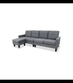 Sofá Chaiselongue Concept tapizado gris oscuro, 240cm(ancho) 130cm(fondo) 86cm(altura).