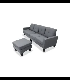 Sofá Chaiselongue Concept tapizado gris oscuro, 240cm(ancho) 130cm(fondo) 86cm(altura).