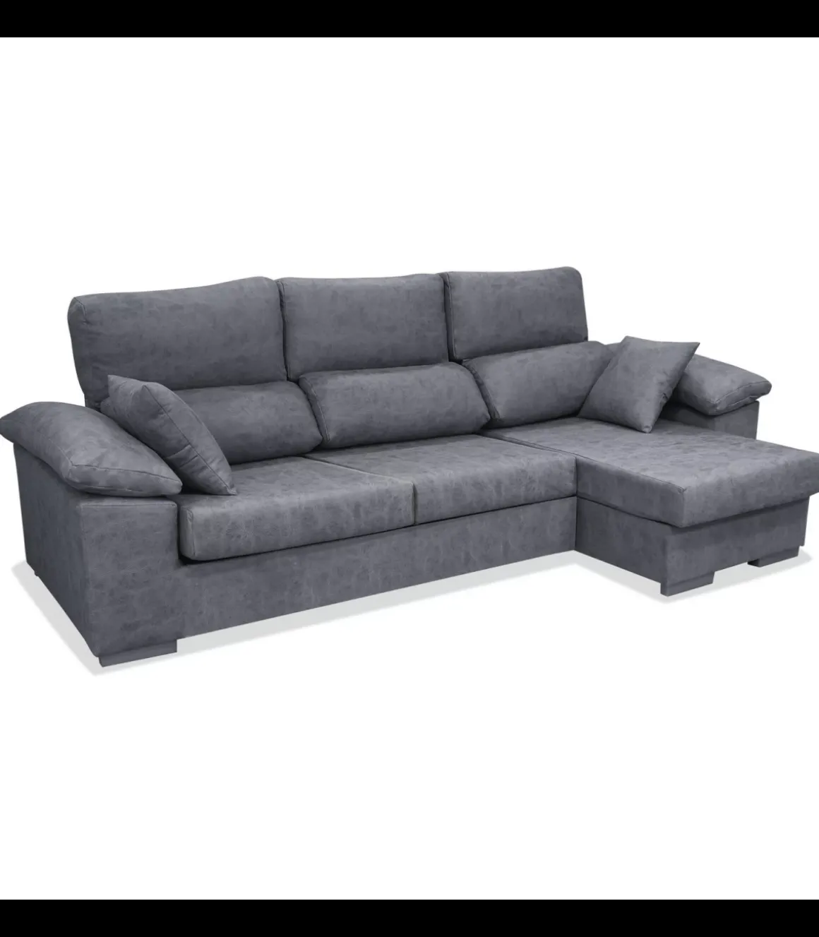 Sofá Chaiselongue reversible Alvaro tapizado gris, 265cm(ancho) 145cm(fondo) 98cm(altura).