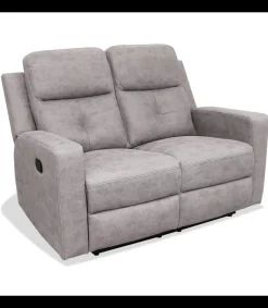 Sofá dos plazas relax con palanca Nadal tapizado textil cemento, 136cm(Ancho) 90cm(Fondo) 102cm(Alto)