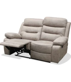 Sofá dos plazas relax con palanca Genova XL tapizado textil cemento, 155cm(Ancho) 90cm(Fondo) 101cm(Alto)