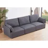 Sofá modular con brazos 3 plazas MOU tapizado en tejido gris, 276cm(ancho) 93cm(altura) 93cm(fondo).