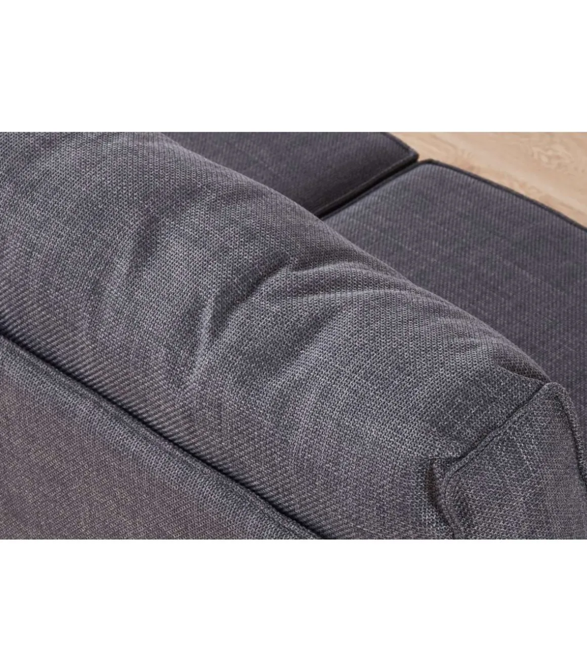 Sofá modular con brazos 3 plazas MOU tapizado en tejido gris, 276cm(ancho) 93cm(altura) 93cm(fondo).