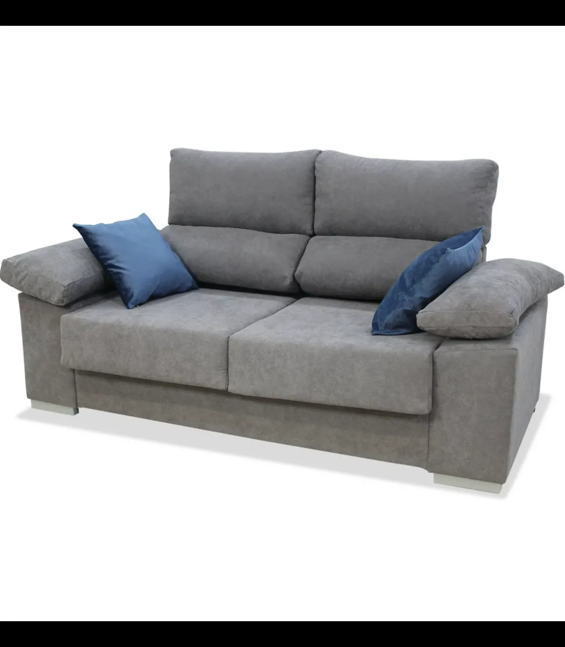 Sofá tres plazas Alvaro tapizado gris, 190 cm (Ancho) x 88 cm (Fondo) x 97 cm (Alto)