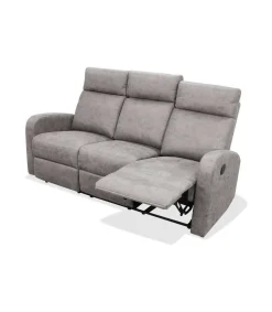 Sofá tres plazas relax con palanca Giulia tapizado textil cemento, 180cm(Ancho) 90cm(Fondo) 101cm(Alto)