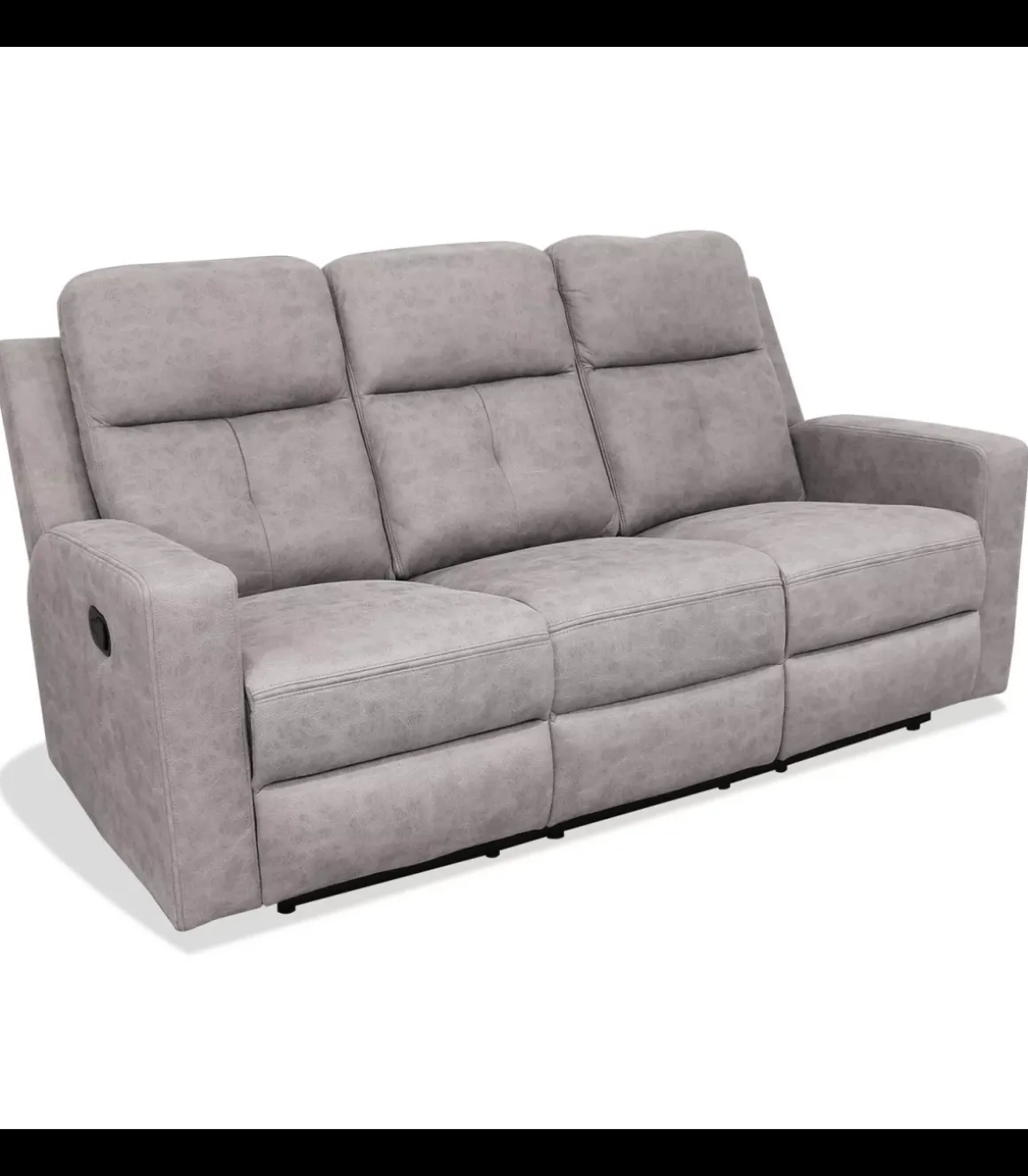 Sofá tres plazas relax con palanca Nadal tapizado textil cemento, 190cm(Ancho) 90cm(Fondo) 102cm(Alto)