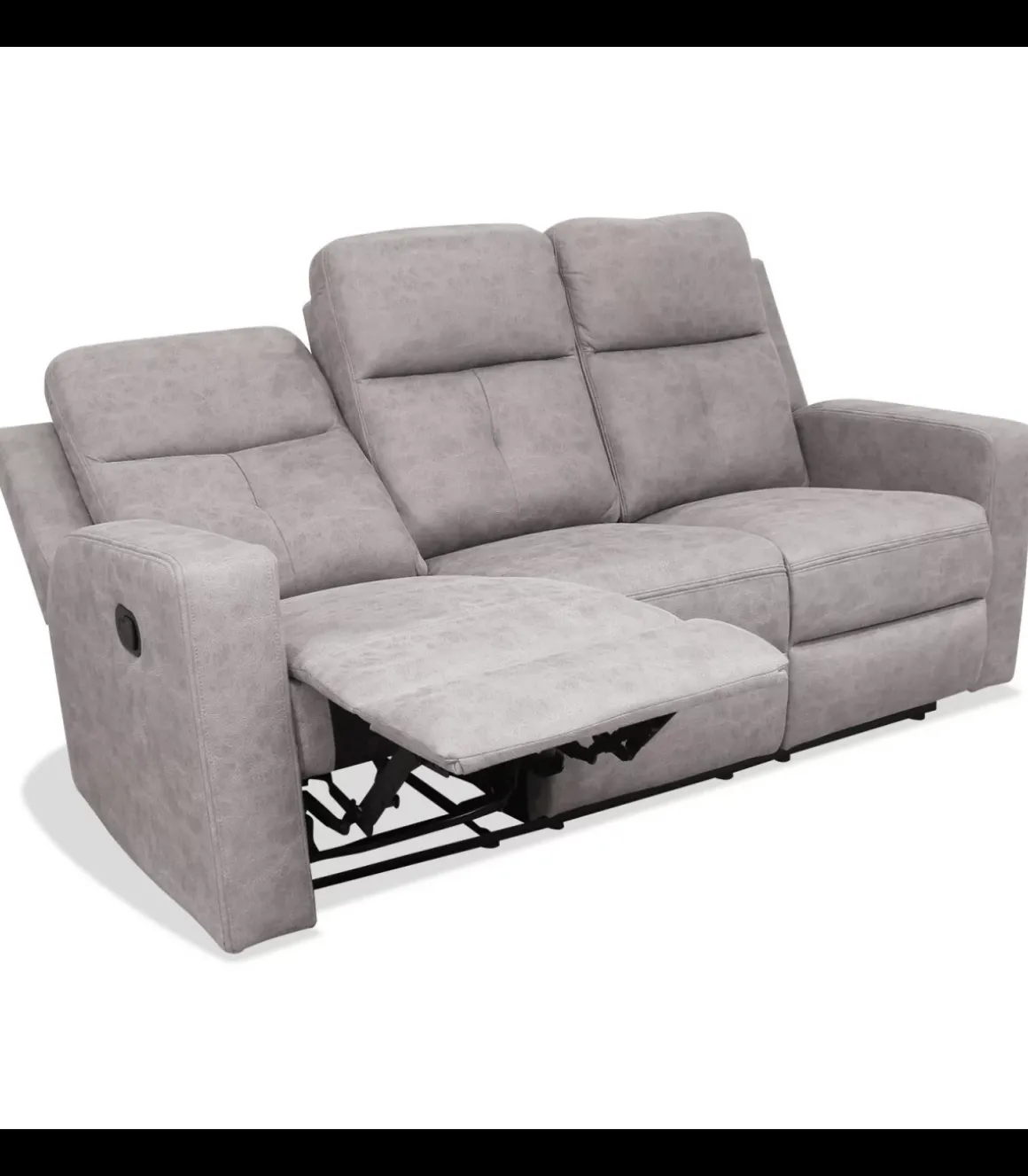 Sofá tres plazas relax con palanca Nadal tapizado textil cemento, 190cm(Ancho) 90cm(Fondo) 102cm(Alto)