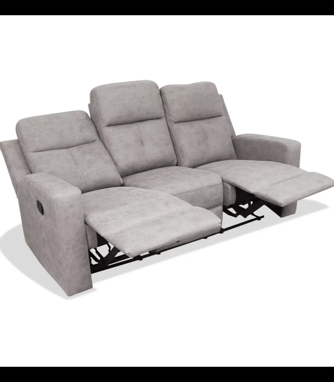 Sofá tres plazas relax con palanca Nadal tapizado textil cemento, 190cm(Ancho) 90cm(Fondo) 102cm(Alto)