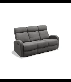 Sofá tres plazas relax con palanca Cordoba tapizado textil gris oscuro, 180cm(Ancho) 90cm(Fondo) 103cm(Alto)