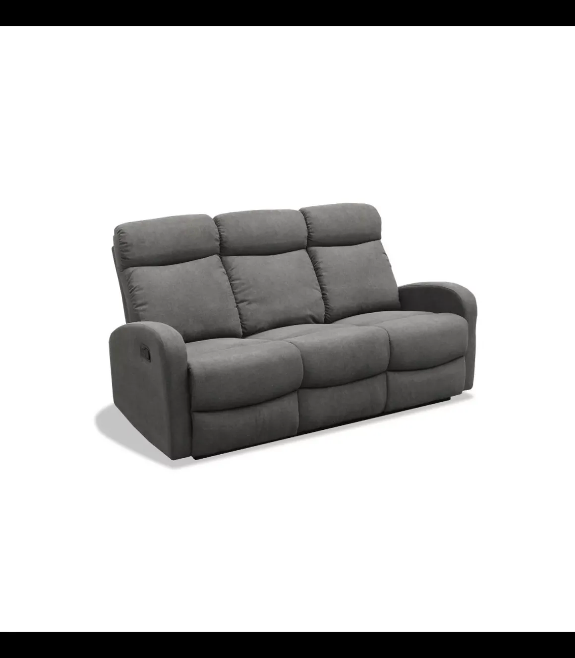 Sofá tres plazas relax con palanca Cordoba tapizado textil gris oscuro, 180cm(Ancho) 90cm(Fondo) 103cm(Alto)