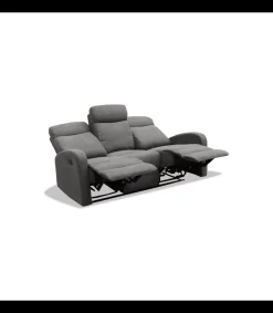 Sofá tres plazas relax con palanca Cordoba tapizado textil gris oscuro, 180cm(Ancho) 90cm(Fondo) 103cm(Alto)