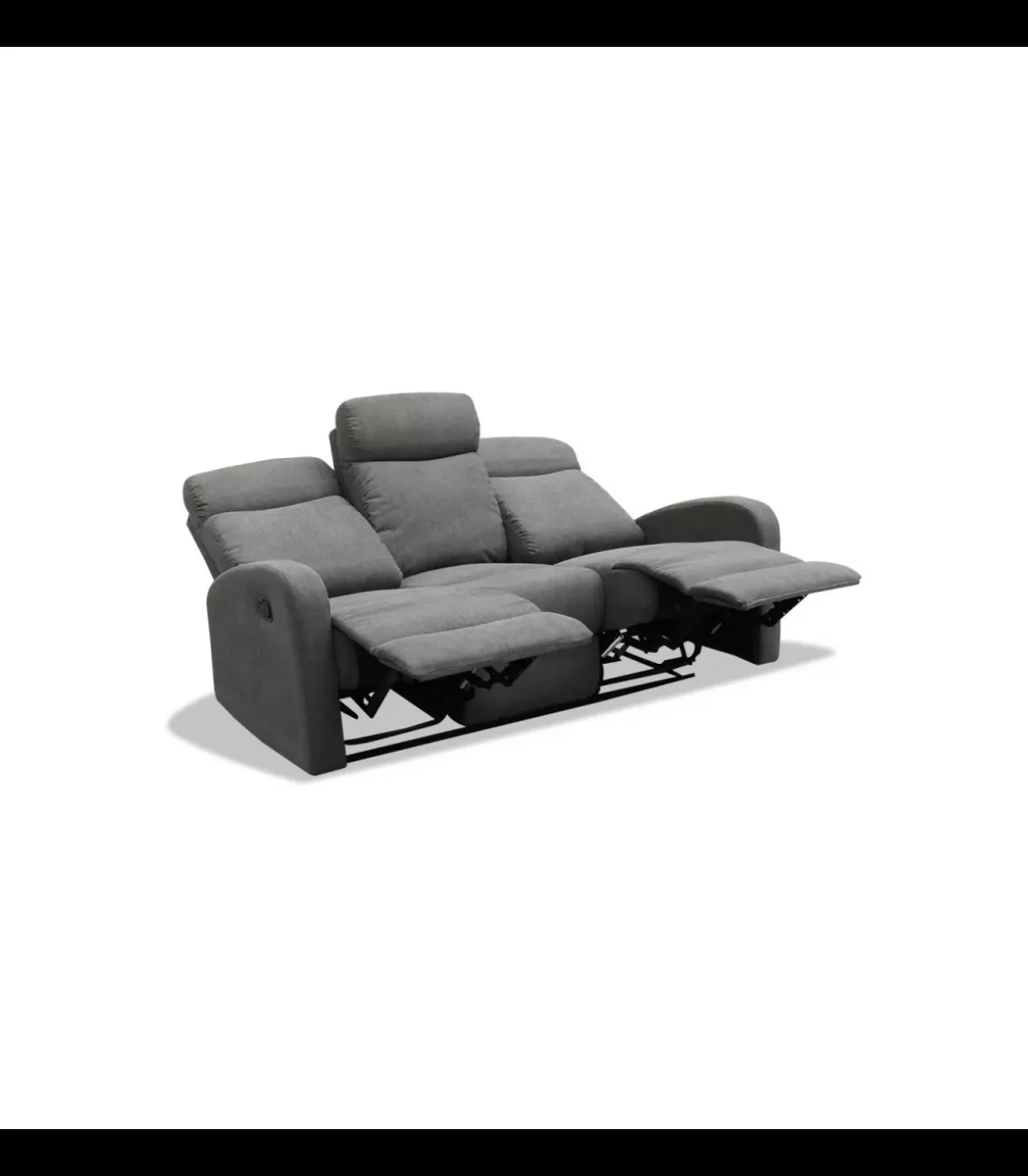Sofá tres plazas relax con palanca Cordoba tapizado textil gris oscuro, 180cm(Ancho) 90cm(Fondo) 103cm(Alto)