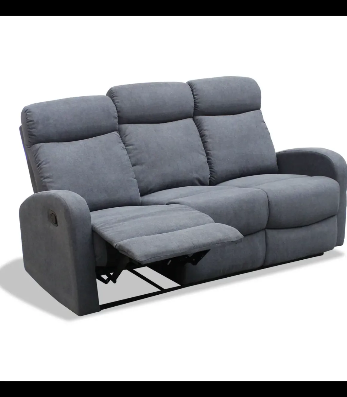 Sofá tres plazas relax con palanca Cordoba tapizado textil gris, 180cm(Ancho) 90cm(Fondo) 103cm(Alto)