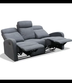 Sofá tres plazas relax con palanca Cordoba tapizado textil gris, 180cm(Ancho) 90cm(Fondo) 103cm(Alto)