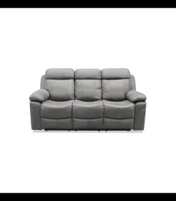Sofá tres plazas relax con palanca Málaga tapizado textil gris, 200cm(Ancho) 90cm(Fondo) 101cm(Alto)