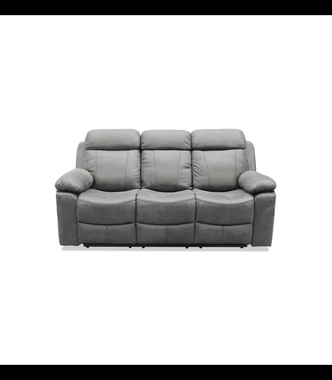 Sofá tres plazas relax con palanca Málaga tapizado textil gris, 200cm(Ancho) 90cm(Fondo) 101cm(Alto)