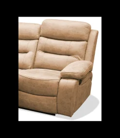 Sofá tres plazas relax con palanca Genova XL tapizado textil camel, 220cm(Ancho) 90cm(Fondo) 101cm(Alto)