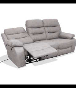 Sofá tres plazas relax electrico Florencia tapizado textil cemento, 215cm(Ancho) 93cm(Fondo) 105cm(Alto)