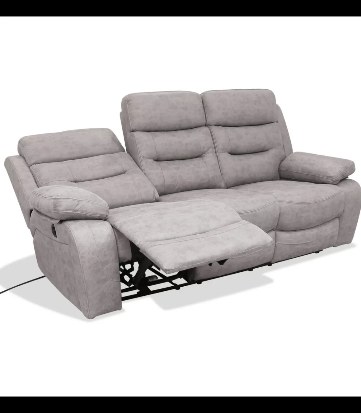 Sofá tres plazas relax electrico Florencia tapizado textil cemento, 215cm(Ancho) 93cm(Fondo) 105cm(Alto)