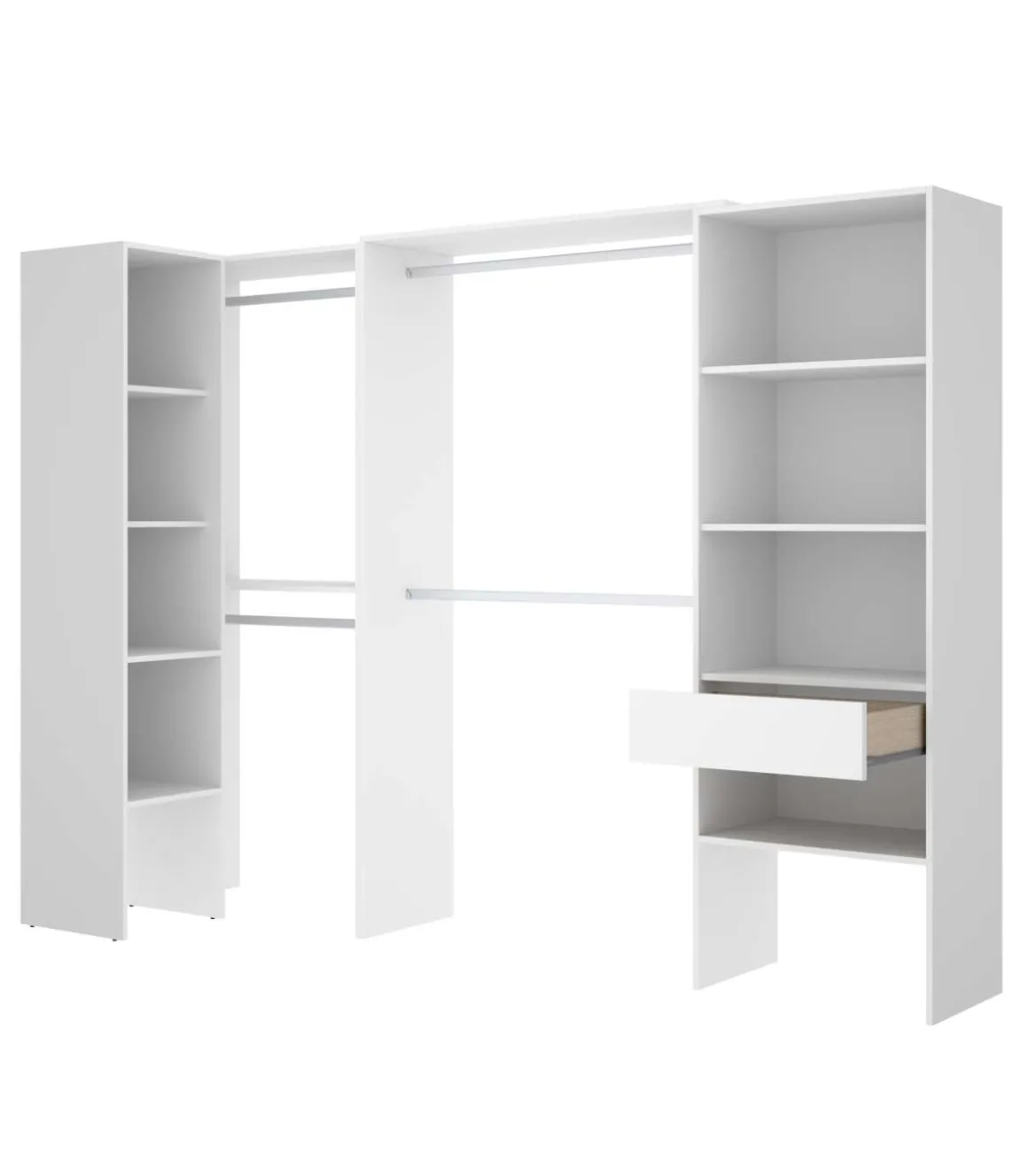 Vestidor de rincón Luz 3 color blanco, 248cm(ancho) 79.5cm(fondo) 187cm(alto).