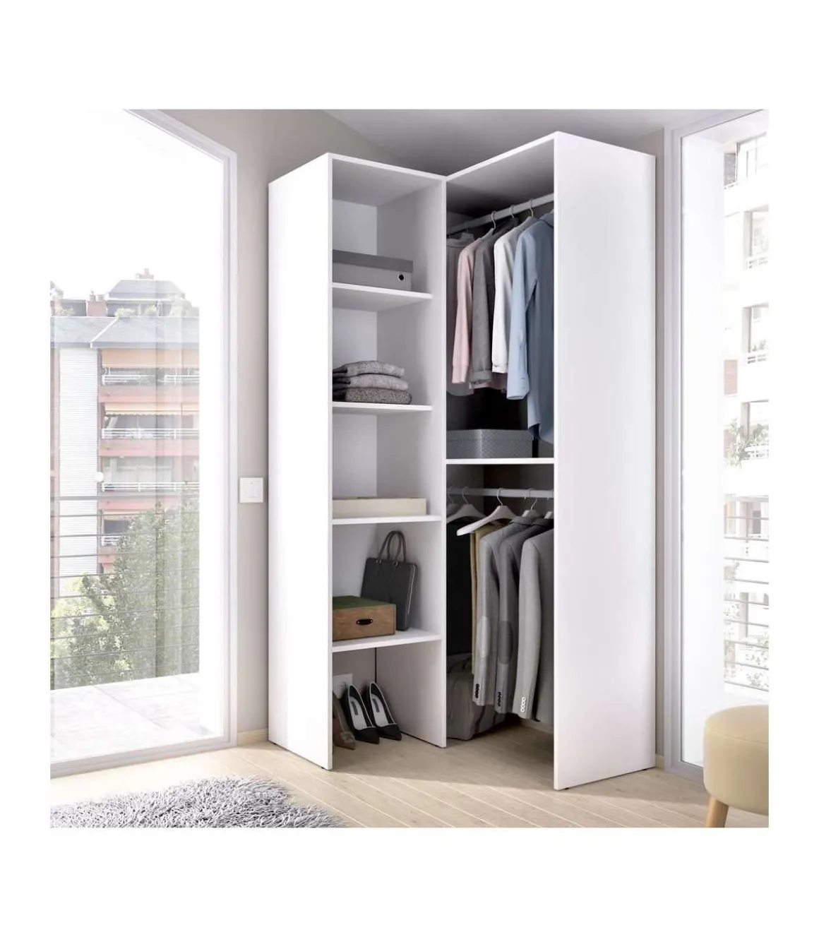 Vestidor de rincón Sol color Blanco 79.4cm (ancho) 88.4 cm (fondo) 185.5 cm (alto)