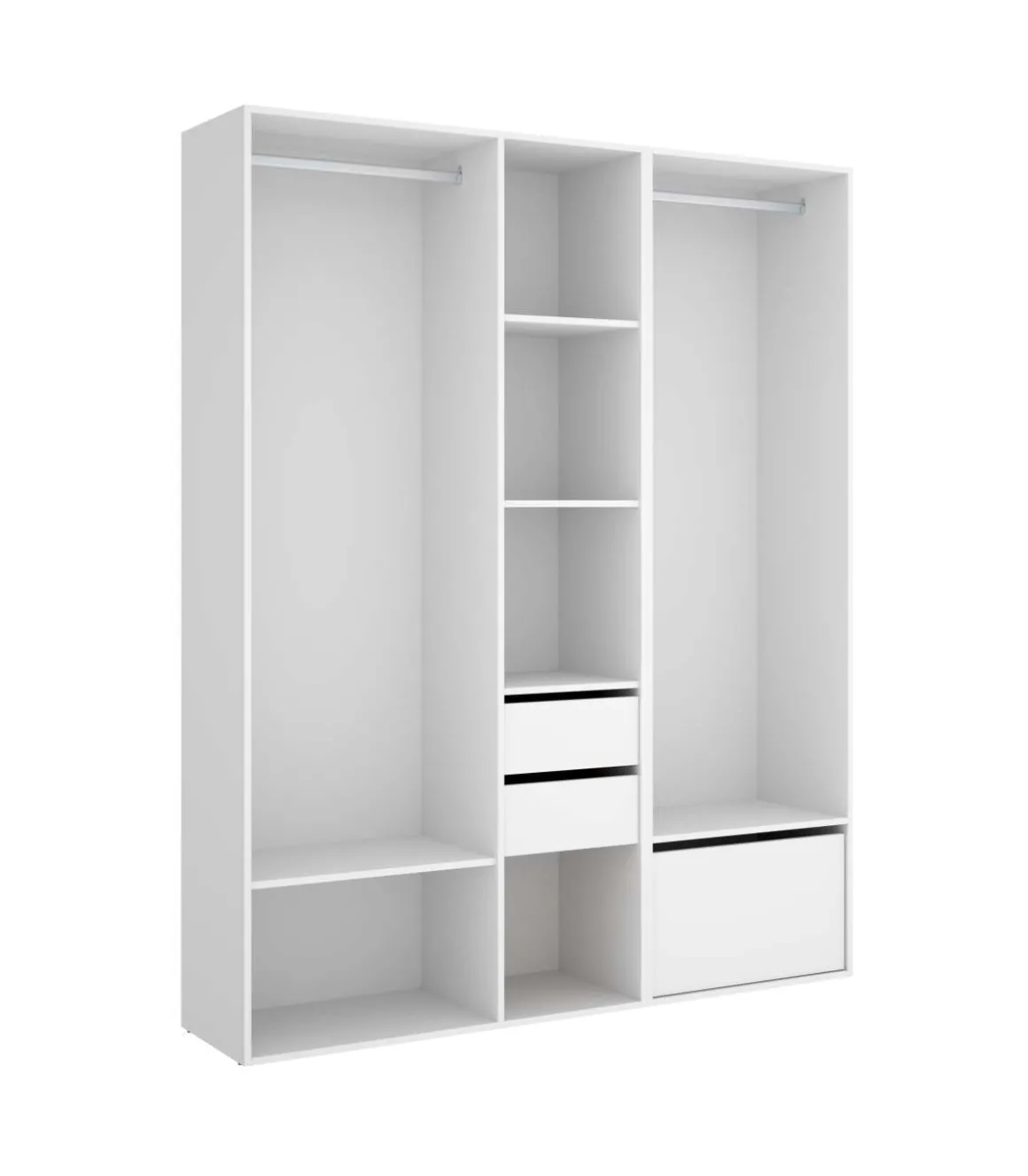 Vestidor Reus 2 cajones, zapatero y trasera reversible en blanco/natural, 205cm(alto) 158cm(ancho) 45cm(fondo)