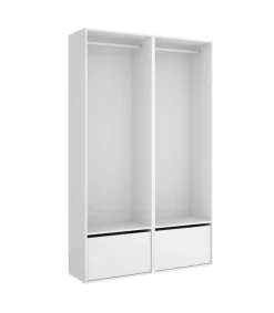 Vestidor Reus 2 zapateros, trasera reversible en blanco/natural, 205cm(alto) 120cm(ancho) 45cm(fondo)