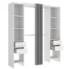 Vestidor Siles con cortina y cajones en acabado blanco, 203 cm(alto)180 cm(ancho)50 cm(fondo)