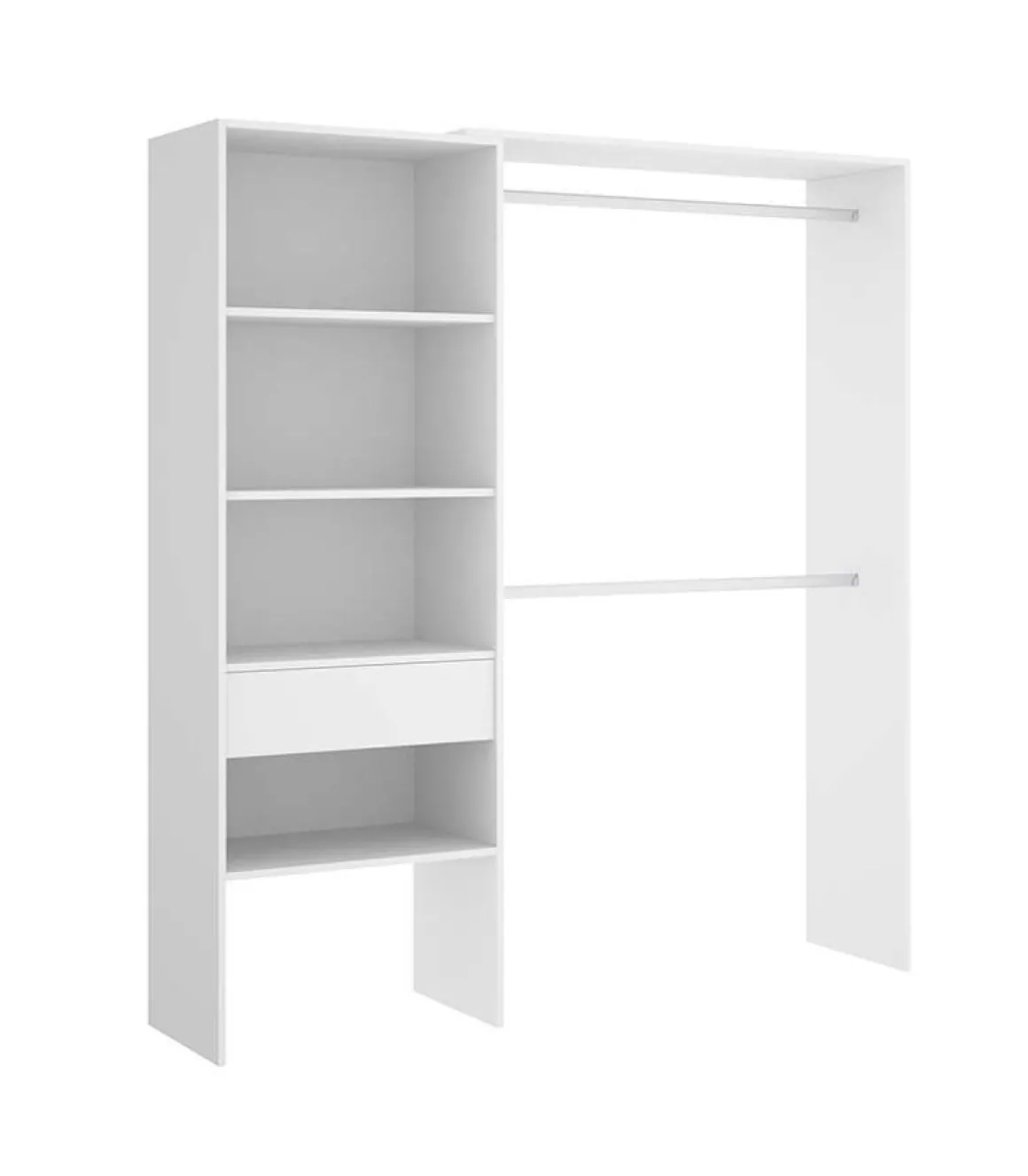 Vestidor Siles para dormitorio 3 baldas y 1 cajon en blanco 187 cm(alto)160 cm(ancho)40 cm(fondo).