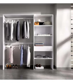 Vestidor Siles para dormitorio 3 baldas y 1 cajon en blanco 187 cm(alto)160 cm(ancho)40 cm(fondo).