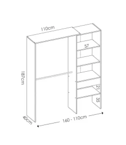 Vestidor Siles para dormitorio 3 baldas y 1 cajon en roble natural 187 cm(alto)160 cm(ancho)40 cm(fondo).