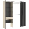 Vestidor Siles para dormitorio con cortina, 3 baldas y 1 cajon natural-grafito 205 cm(alto)160 cm(ancho)50 cm(fondo)